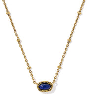 Load image into Gallery viewer, Kendra Scott Mini Elisa Gold Satellite Short Pendant Necklace in Vintage Blue Lapis
