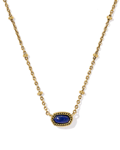 Kendra Scott Mini Elisa Gold Satellite Short Pendant Necklace in Vintage Blue Lapis