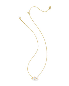 Kendra Scott Lindy Rae Elisa Gold Short Pendant Necklace in White Opalite Crystal