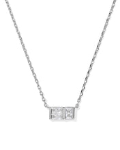 Load image into Gallery viewer, Kendra Scott Jamie Silver Short Pendant Necklace in White Crystal