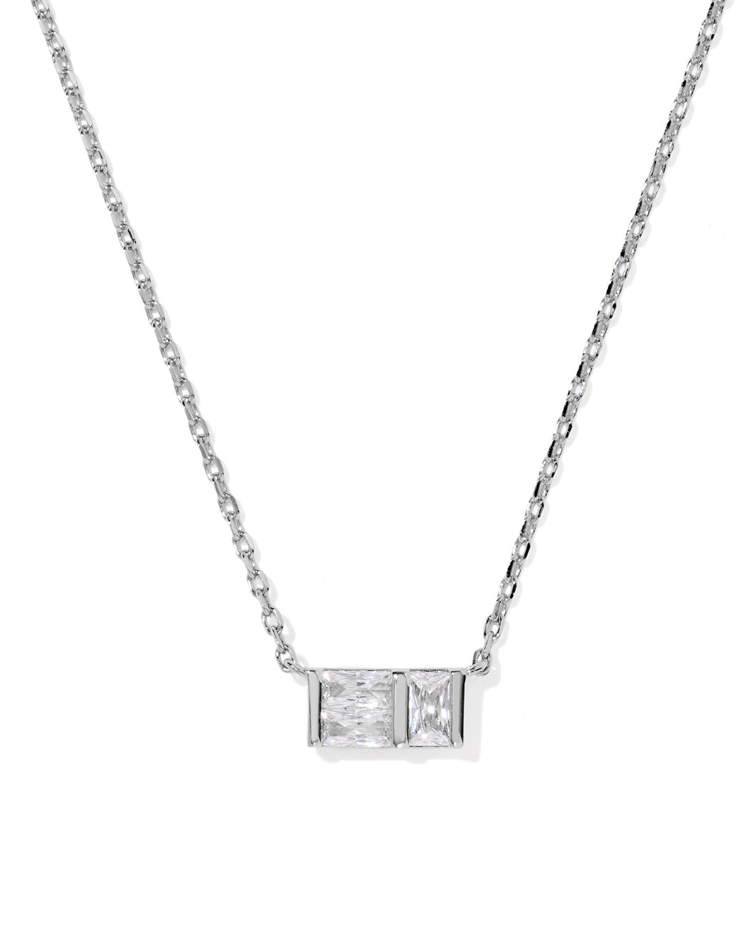 Kendra Scott Jamie Silver Short Pendant Necklace in White Crystal