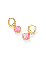 Load image into Gallery viewer, Kendra Scott Mallory Rose Gold Huggie Earrings in Blush Ivory Mother of Pearl