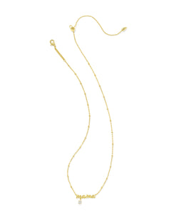 Kendra Scott Mama Gold Crystal Short Pendant Necklace in White CZ