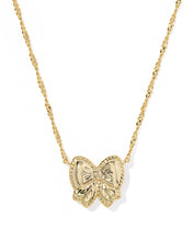 Load image into Gallery viewer, Kendra Scott Haley Gold Bow Short Pendant Necklace in Scarlet Red Mother of Pearl