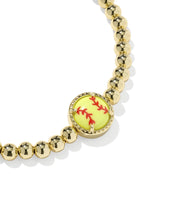 Load image into Gallery viewer, Kendra Scott Softball Gold Stretch Bracelet in Chartreuse Magnesite