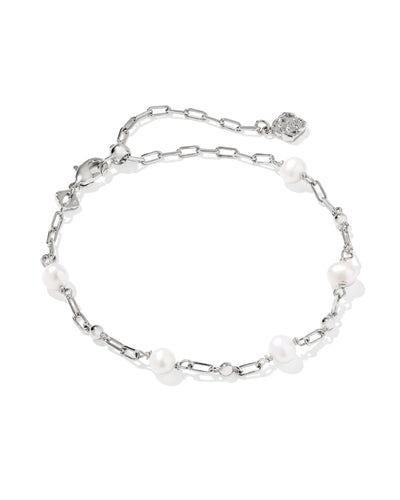 Kendra Scott Ashton Silver Delicate Chain Bracelet in Freshwater Cultured Pearl