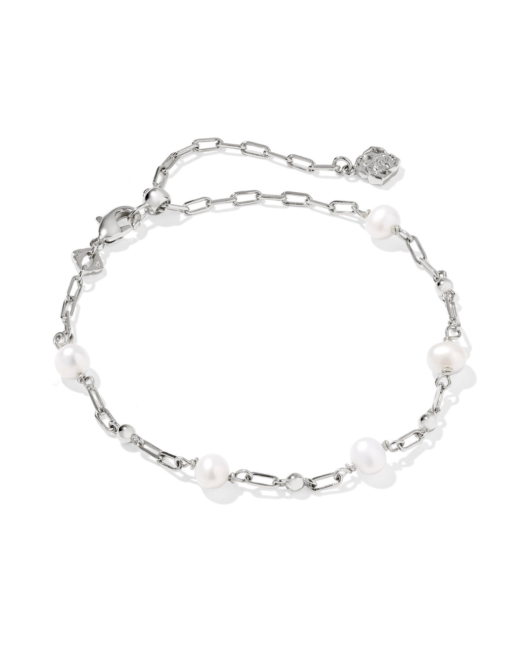 Kendra Scott Ashton Silver Delicate Chain Bracelet in Freshwater Cultured Pearl
