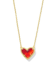 Load image into Gallery viewer, Kendra Scott Ari Heart Short Gold Pendant Necklace in Red Illusion