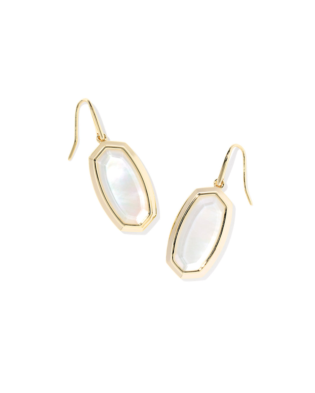 Kendra Scott Dani Bezel Gold Drop Earrings in Ivory Mother of Pearl