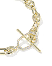 Load image into Gallery viewer, Kendra Scott Elaina Toggle Gold Link and Chain Bracelet in White Crystal
