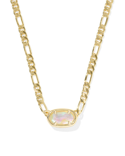 Kendra Scott Elisa Gold Figaro Chain Pendant Necklace in Iridescent Abalone