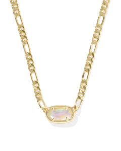 Kendra Scott Elisa Gold Figaro Chain Pendant Necklace in Iridescent Abalone