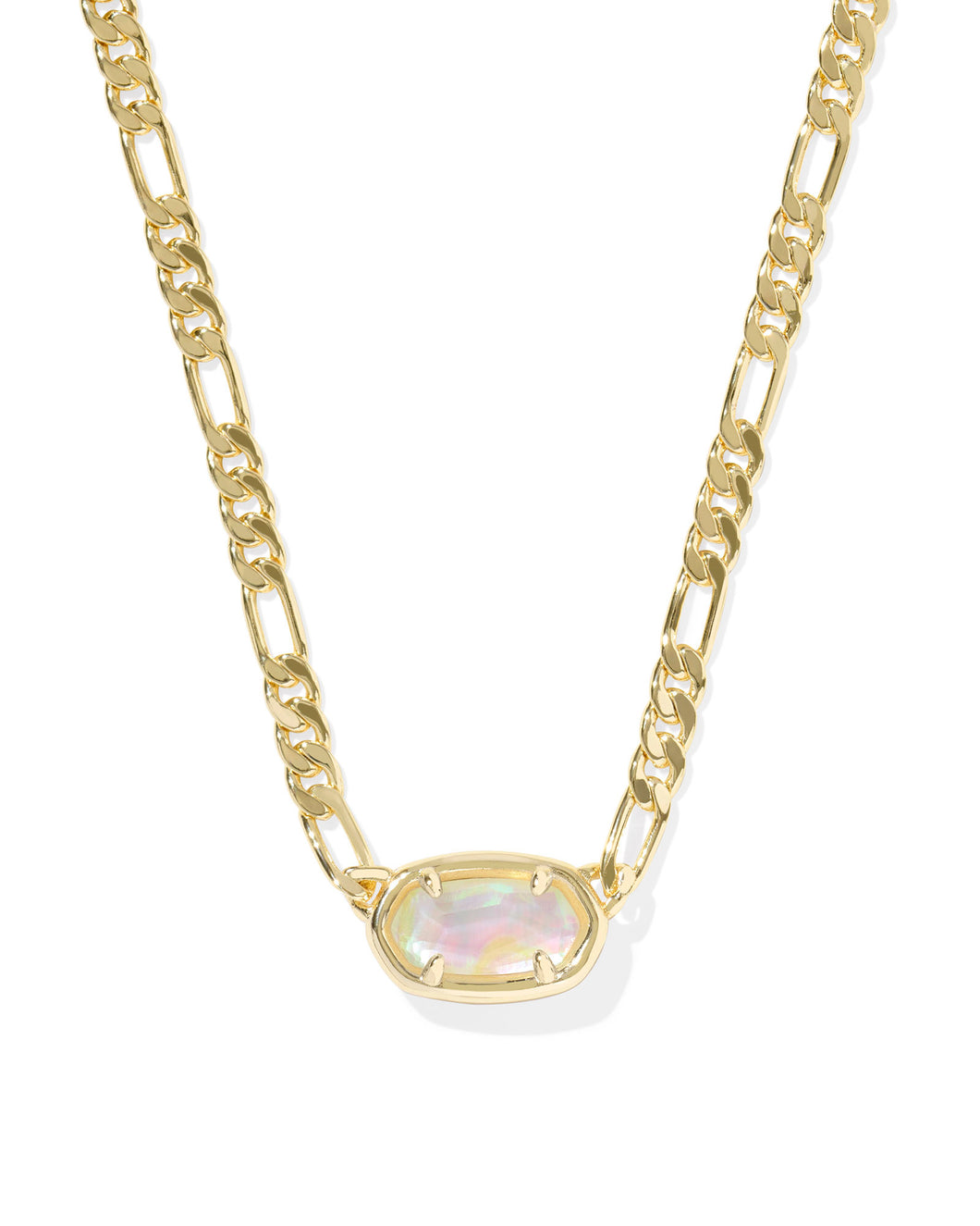 Kendra Scott Elisa Gold Figaro Chain Pendant Necklace in Iridescent Abalone