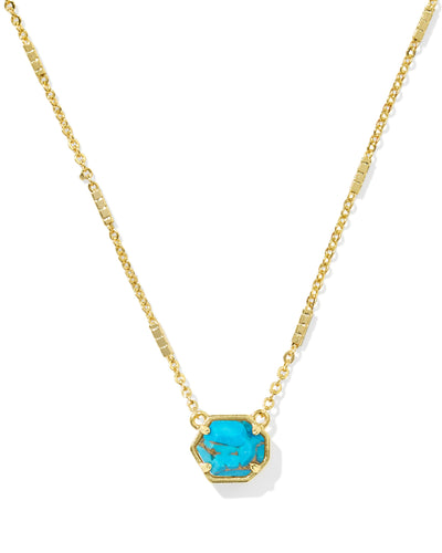 Kendra Scott Mabel Gold Pendant Necklace in Bronze Veined Turquoise