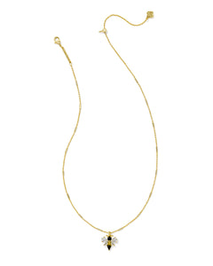 Kendra Scott Bee Gold Short Pendant Necklace in Black Yellow Mix