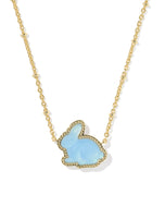 Kendra Scott Bunny Gold Short Pendant Necklace in Light Blue Dichroic Glass