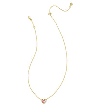 Load image into Gallery viewer, Kendra Scott Framed Ari Heart Gold Pendant Necklace in Blush Dichroic Glass