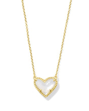 Load image into Gallery viewer, Kendra Scott Ari Heart Short Gold Pendant Necklace in Ivory Mother of Pearl