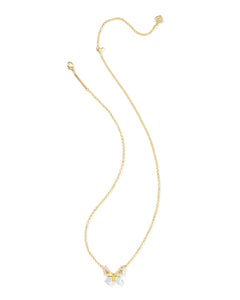 Kendra Scott Bianca Butterfly Gold Short Pendant Necklace in Iridescent White Mix
