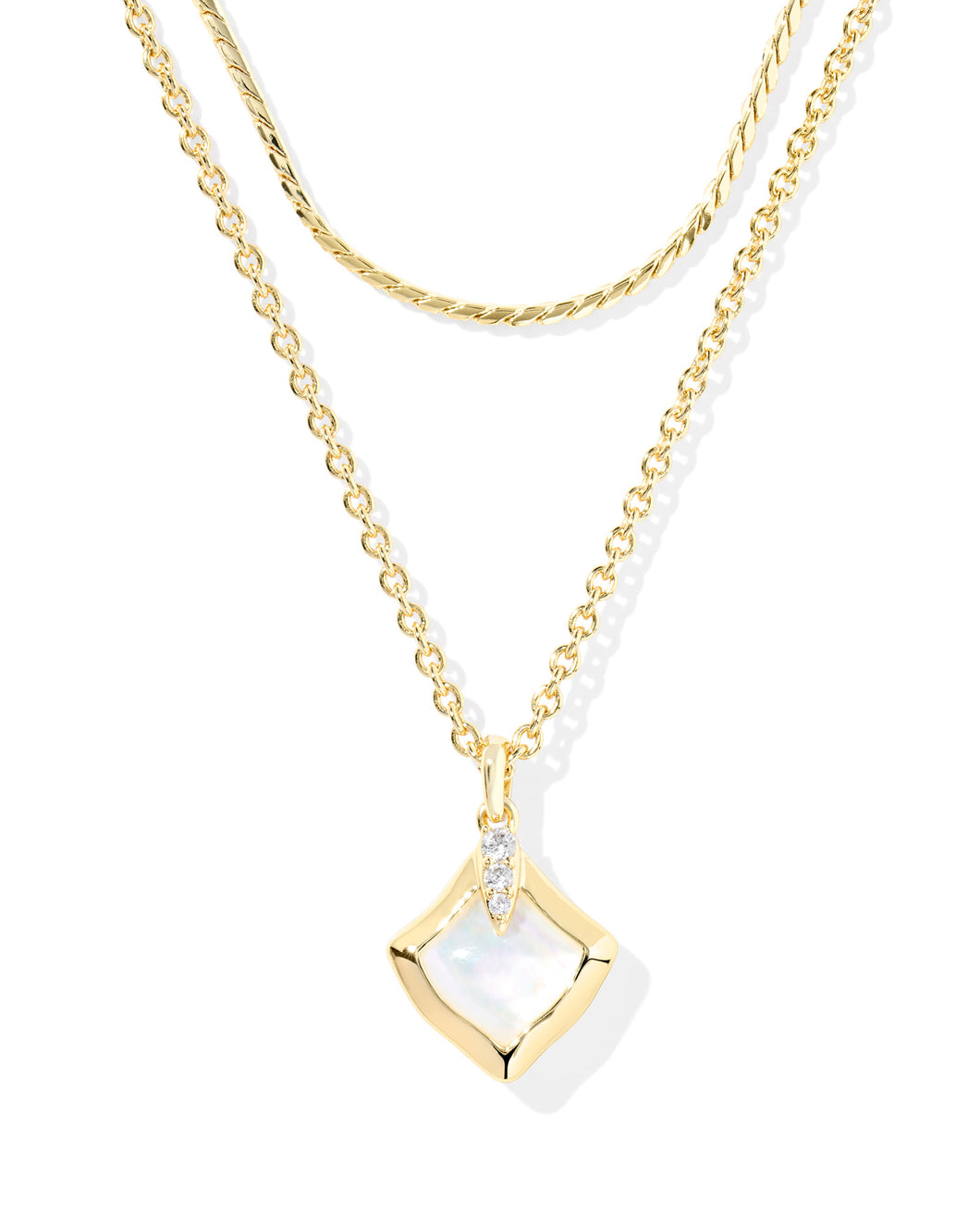 Kendra Scott Joelle Gold Multi Strand Necklace in Ivory Mother of Pearl