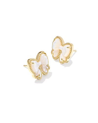 Kendra Scott Haley Gold Bow Stud Earrings in Ivory Mother of Pearl