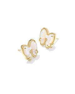 Kendra Scott Haley Gold Bow Stud Earrings in Ivory Mother of Pearl