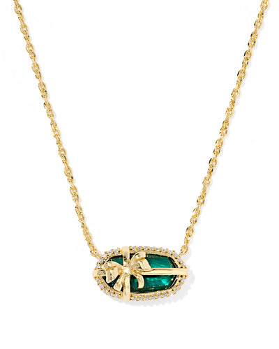 Kendra Scott Elisa Bow Gold Short Pendant Necklace in Pine Illusion