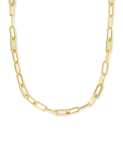 Kendra Scott Bella Gold Chain Necklace in White Crystal