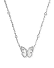 Load image into Gallery viewer, Kendra Scott Cailey Butterfly Silver Short Pendant Necklace in Ivory Mother of Pearl