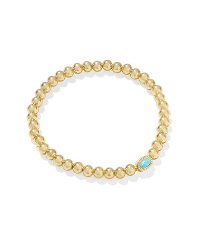 Kendra Scott Mini Elaina Gold Stretch Bracelet in Light Teal Kyocera Opal