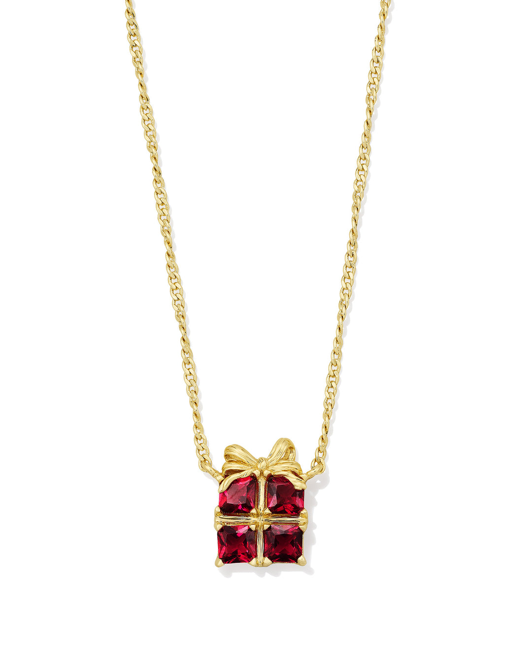 Kendra Scott Present Gold Short Pendant Necklace in Red Crystal