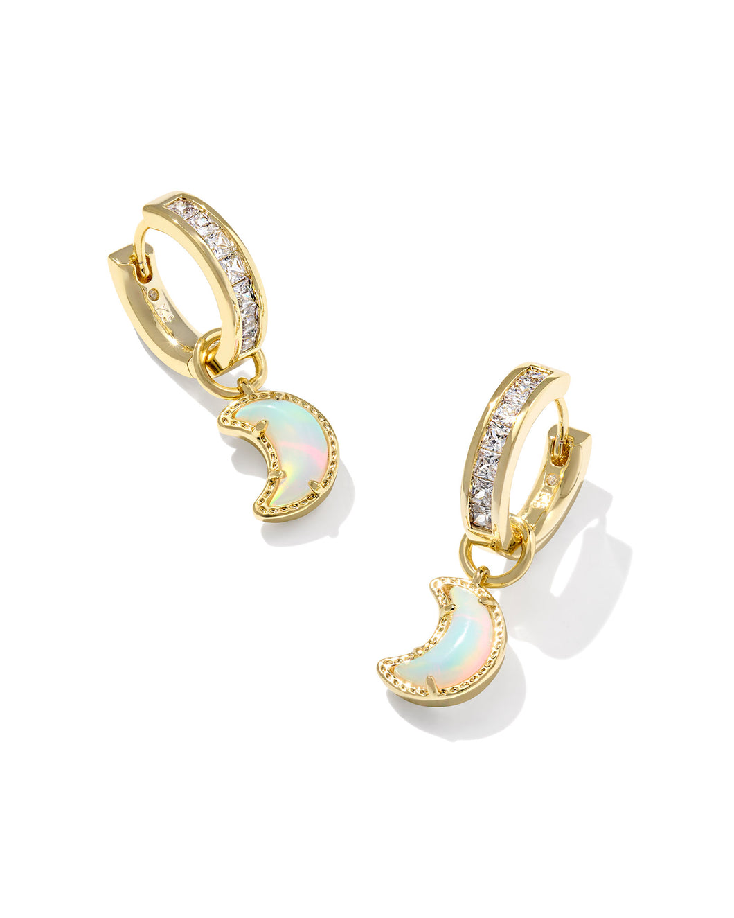 Kendra Scott Moon Gold Huggie Earrings in White Mix