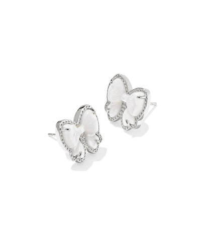 Kendra Scott Haley Silver Bow Stud Earrings in Ivory Mother of Pearl