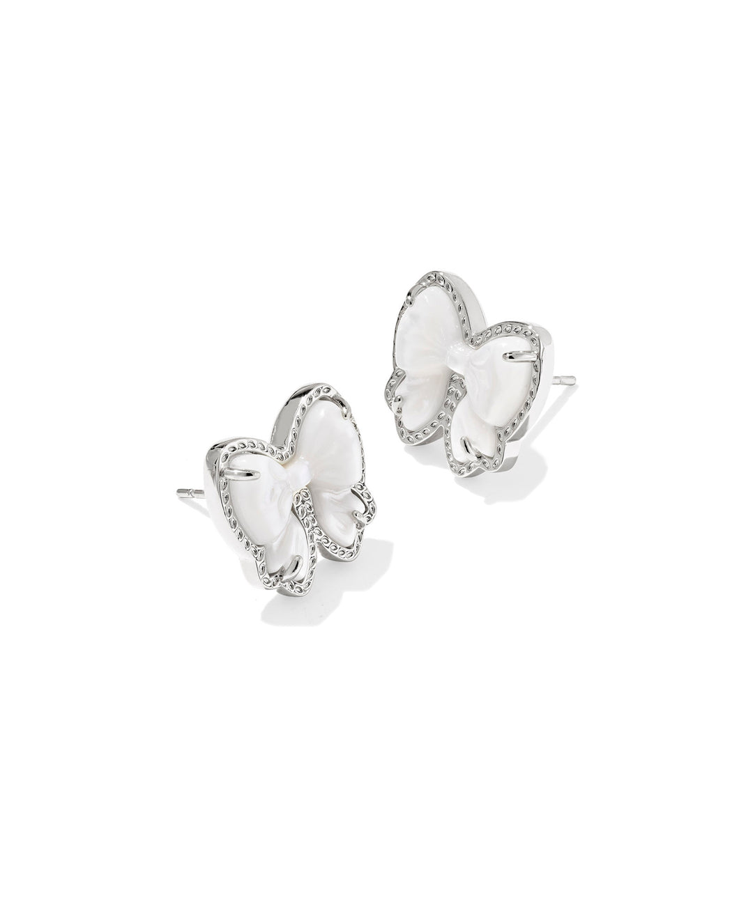 Kendra Scott Haley Silver Bow Stud Earrings in Ivory Mother of Pearl