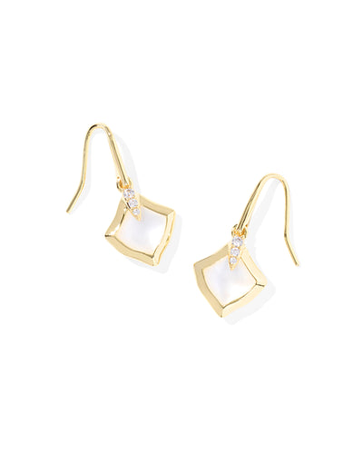 Kendra Scott Joelle Gold Small Drop Earrings in Ivory Mother of Pearl