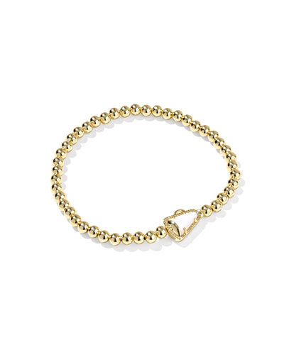 Kendra Scott Cheer Gold Stretch Bracelet in White Mother of Pearl