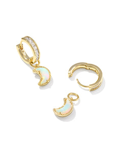 Kendra Scott Moon Gold Huggie Earrings in White Mix