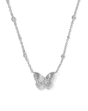 Load image into Gallery viewer, Kendra Scott Cailey Butterfly Silver Short Pendant Necklace in Ivory Mother of Pearl