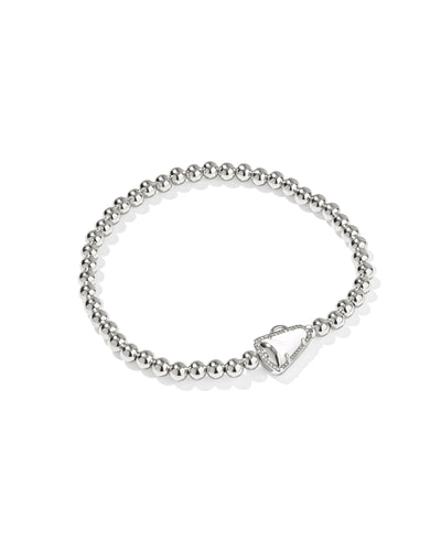 Kendra Scott Cheer Silver Stretch Bracelet in White Mother of Pearl