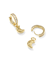 Load image into Gallery viewer, Kendra Scott Moon Gold Huggie Earrings in White Mix