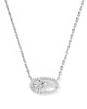 Load image into Gallery viewer, Kendra Scott Elisa Bow Silver Short Pendant Necklace in Iridescent Crystal Ivory Illusion
