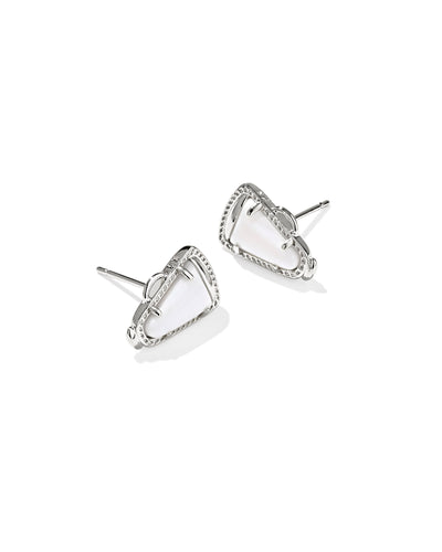 Kendra Scott Cheer Silver Stud Earrings in White Mother of Pearl