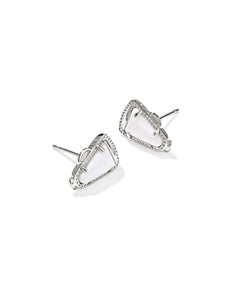 Kendra Scott Cheer Silver Stud Earrings in White Mother of Pearl