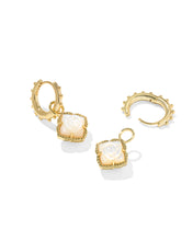 Load image into Gallery viewer, Kendra Scott Mallory Rose Gold Huggie Earrings in Ivory Mother of Pearl