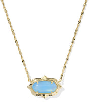Load image into Gallery viewer, Kendra Scott Elisa Scallop Frame Gold Short Pendant Necklace in Sky Blue Iridescent Abalone