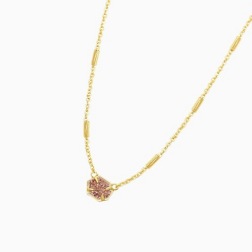 Kendra Scott Mabel Gold Pendant Necklace in Rose Gold Drusy