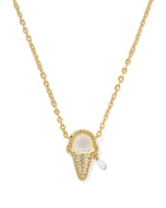 Kendra Scott Ice Cream Gold Short Pendant Necklace in Ivory Mother of Pearl