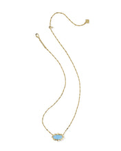 Load image into Gallery viewer, Kendra Scott Elisa Scallop Frame Gold Short Pendant Necklace in Sky Blue Iridescent Abalone