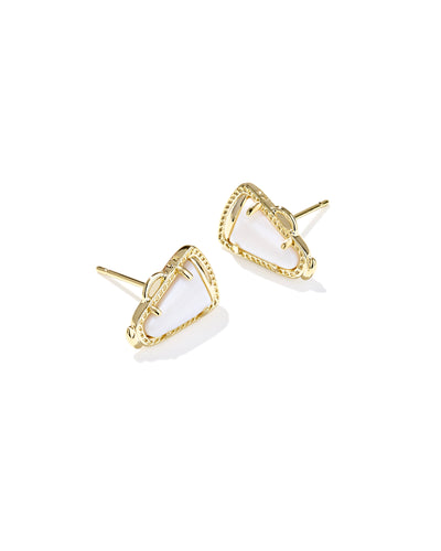 Kendra Scott Cheer Gold Stud Earrings in White Mother of Pearl