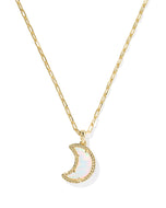 Kendra Scott Moon Gold Short Pendant Necklace in White Opalescent Resin